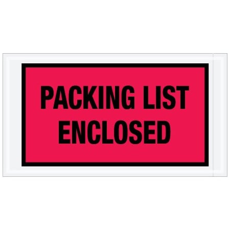 Bsc Preferred 5-1/2 x 10'' Red Full-Face ''Packing List Enclosed'' Envelopes, Style 2, 1000PK PL427